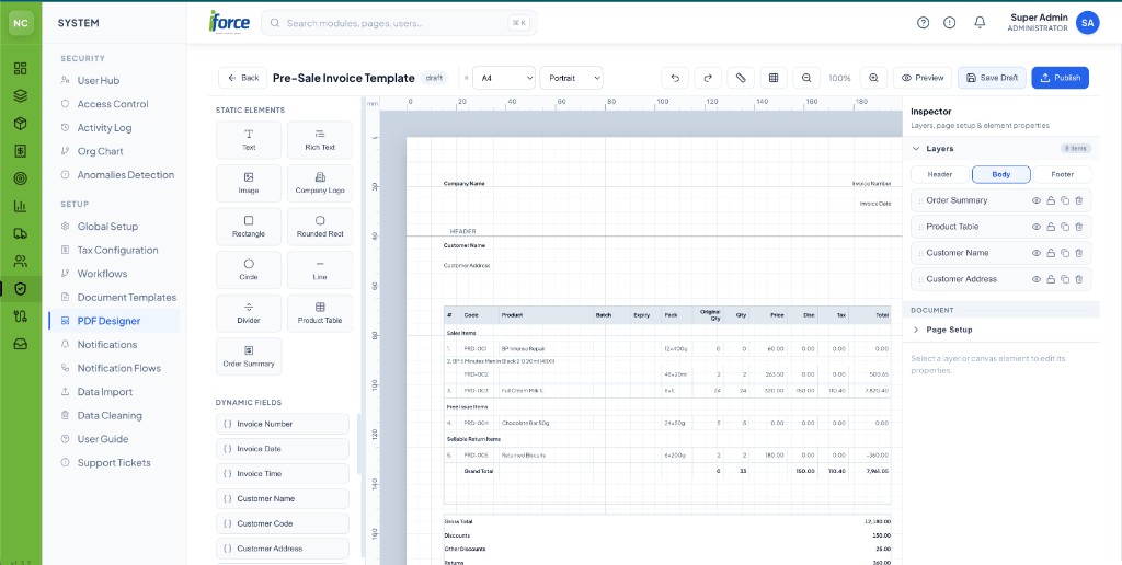PDF Customizations in iForce