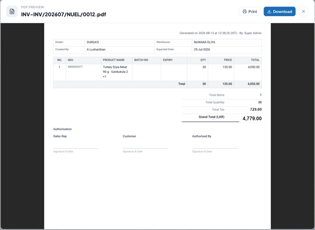 TAX-Compliant Prints in iForce